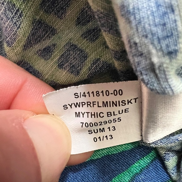 Banana Republic Tropical Leaves Linen Blend Mini Skirt Mythic Blue Size 4 EUC - Picture 8 of 8